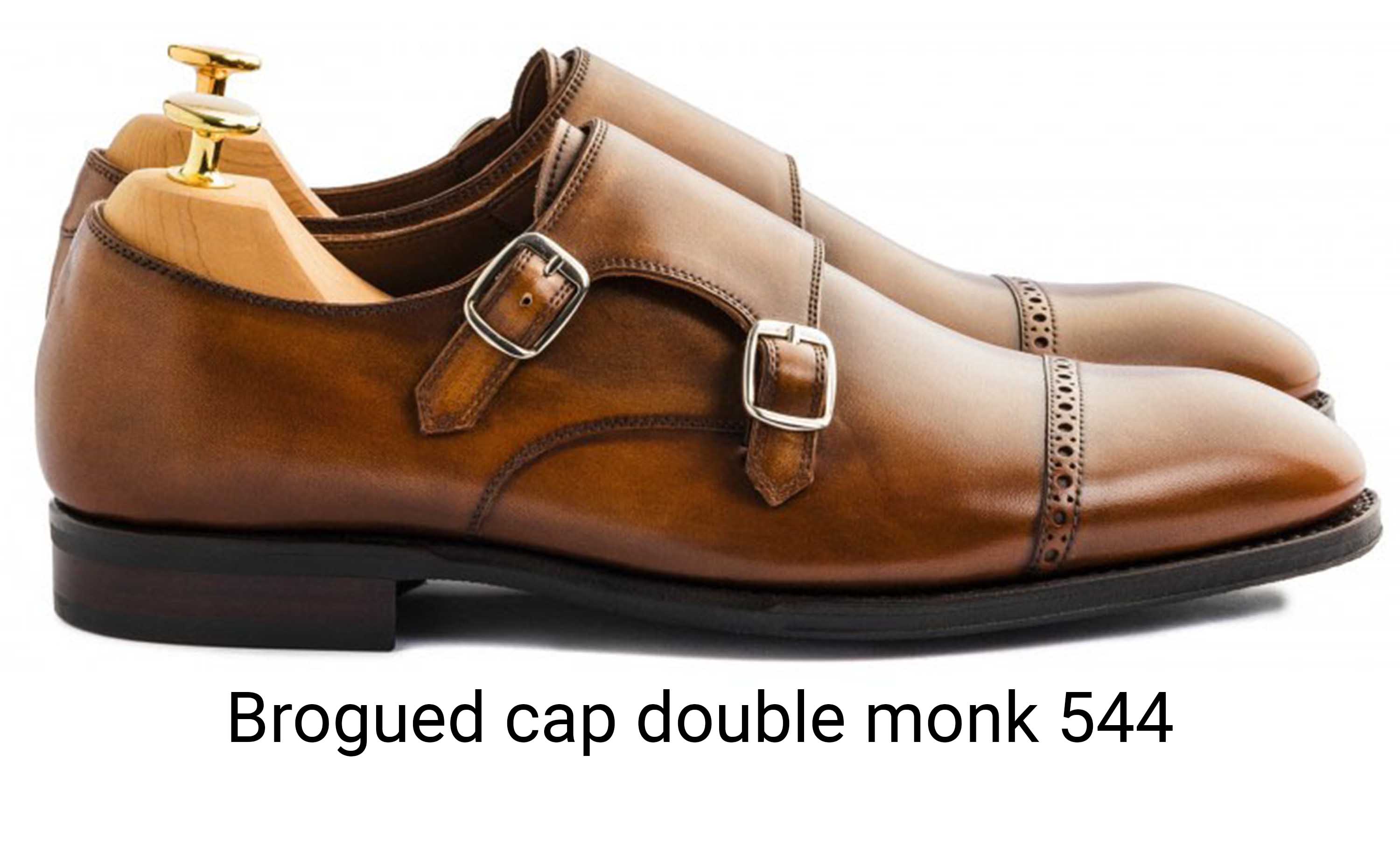 TLB Mallorca brogued cap double monk strap 544